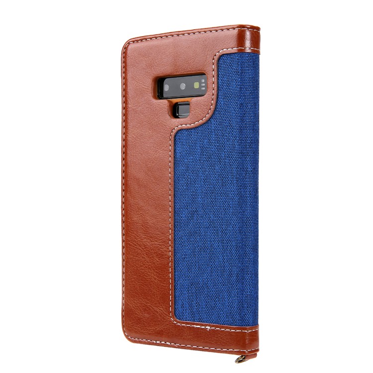 Cmai2 Jeans Paño PU Cuero Billetera Carcasa Con Correa De Mano Para Samsung Galaxy Note9 N960 - Azul / Marrón-3