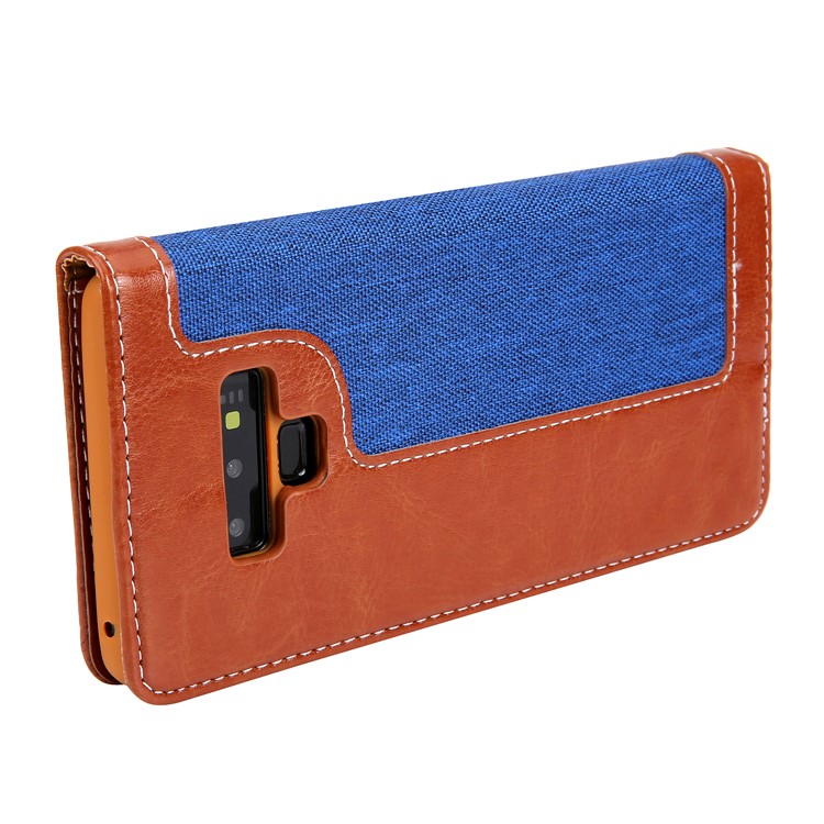 Cmai2 Jeans Paño PU Cuero Billetera Carcasa Con Correa De Mano Para Samsung Galaxy Note9 N960 - Azul / Marrón-7