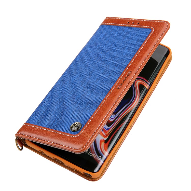 Cmai2 Jeans Paño PU Cuero Billetera Carcasa Con Correa De Mano Para Samsung Galaxy Note9 N960 - Azul / Marrón-9