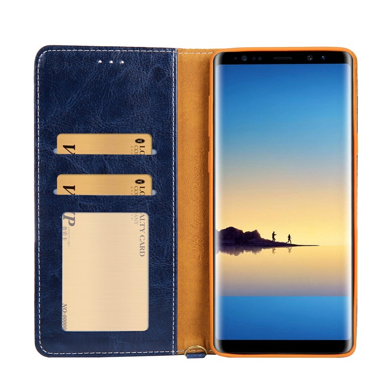 Caja Del Teléfono Móvil De La Cartera Del Cuero De La PU Del Paño De Los Vaqueros CMAI2 Con La Correa De La Mano Para La Galaxia De Samsung Note9 N960 - Azul-10