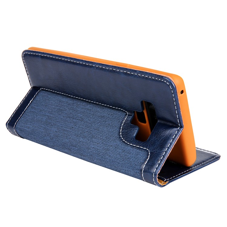 Caja Del Teléfono Móvil De La Cartera Del Cuero De La PU Del Paño De Los Vaqueros CMAI2 Con La Correa De La Mano Para La Galaxia De Samsung Note9 N960 - Azul-11