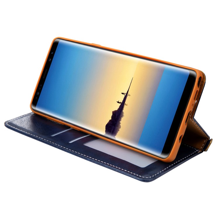 Caja Del Teléfono Móvil De La Cartera Del Cuero De La PU Del Paño De Los Vaqueros CMAI2 Con La Correa De La Mano Para La Galaxia De Samsung Note9 N960 - Azul-12