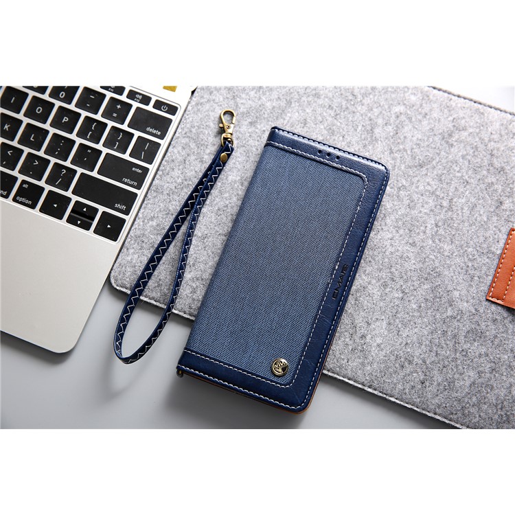 Caja Del Teléfono Móvil De La Cartera Del Cuero De La PU Del Paño De Los Vaqueros CMAI2 Con La Correa De La Mano Para La Galaxia De Samsung Note9 N960 - Azul-13
