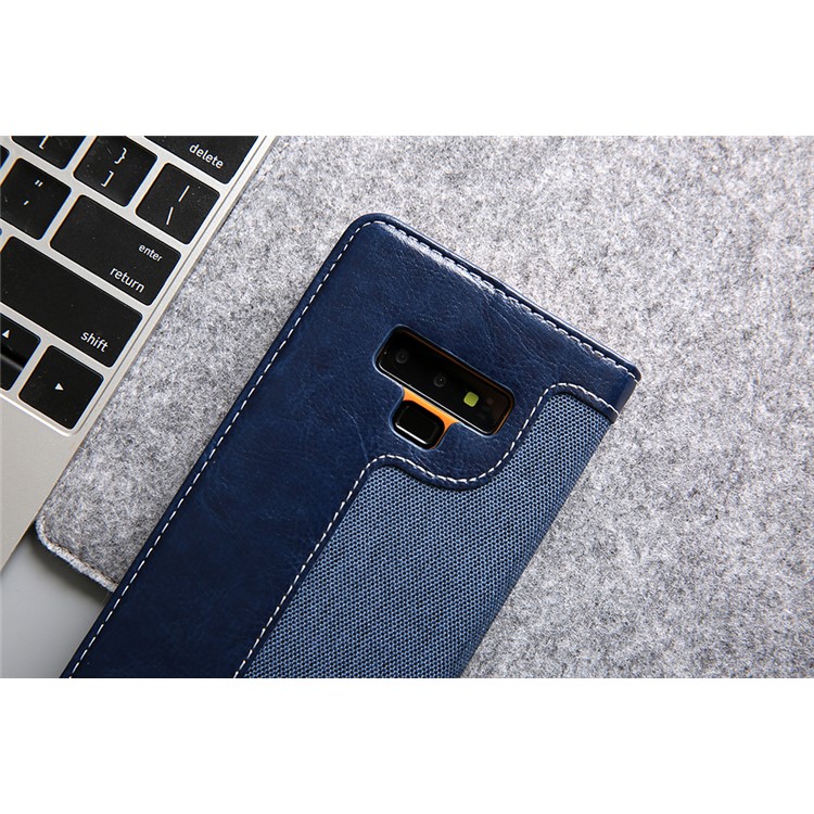 Caja Del Teléfono Móvil De La Cartera Del Cuero De La PU Del Paño De Los Vaqueros CMAI2 Con La Correa De La Mano Para La Galaxia De Samsung Note9 N960 - Azul-20