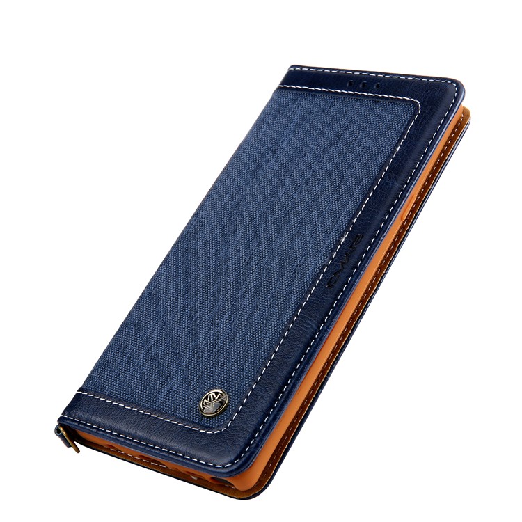 Caja Del Teléfono Móvil De La Cartera Del Cuero De La PU Del Paño De Los Vaqueros CMAI2 Con La Correa De La Mano Para La Galaxia De Samsung Note9 N960 - Azul-6
