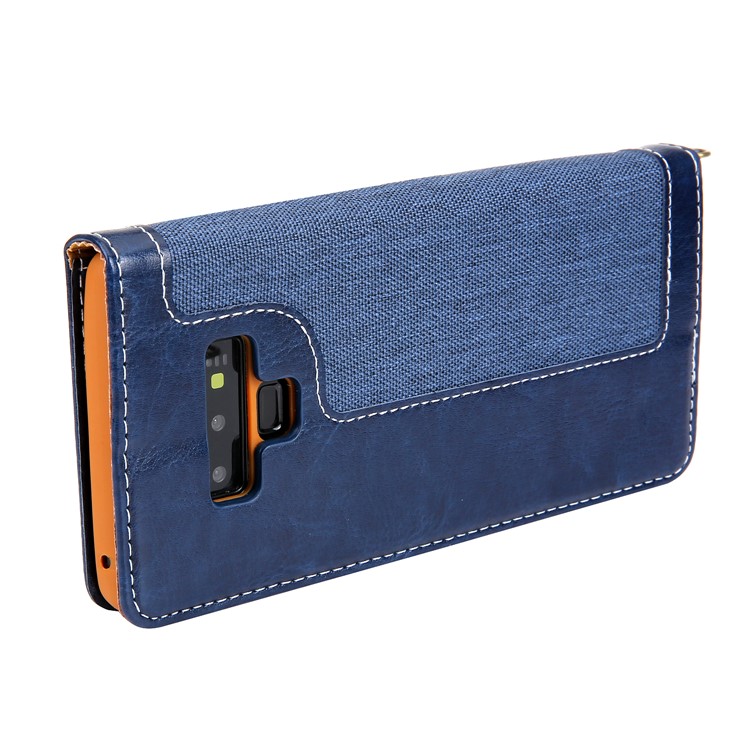 Caja Del Teléfono Móvil De La Cartera Del Cuero De La PU Del Paño De Los Vaqueros CMAI2 Con La Correa De La Mano Para La Galaxia De Samsung Note9 N960 - Azul-7