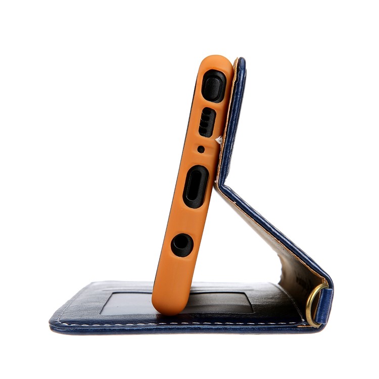 Caja Del Teléfono Móvil De La Cartera Del Cuero De La PU Del Paño De Los Vaqueros CMAI2 Con La Correa De La Mano Para La Galaxia De Samsung Note9 N960 - Azul-8