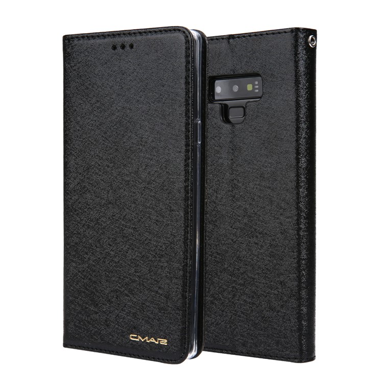 CMAI2 Silk Texture PU Leather Wallet Folio Cover Accessory with Stand for Samsung Galaxy Note9 N960 - Black-1