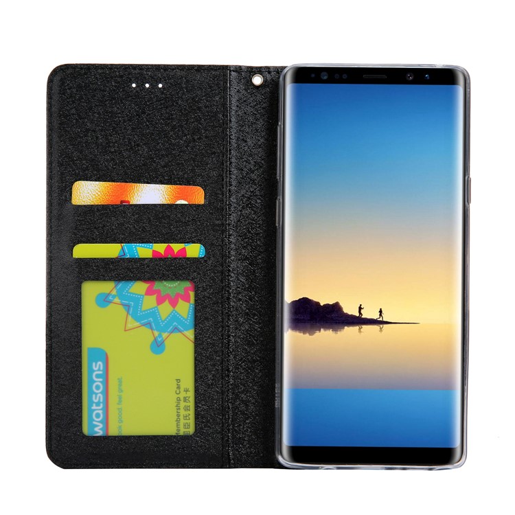 CMAI2 Silk Texture PU Leather Wallet Folio Cover Accessory with Stand for Samsung Galaxy Note9 N960 - Black-11
