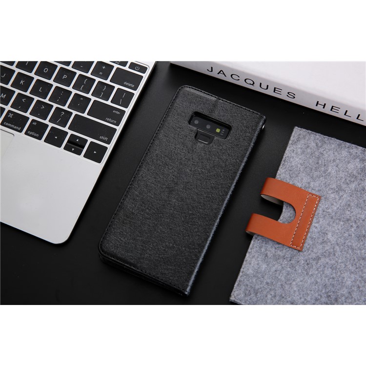 CMAI2 Silk Texture PU Leather Wallet Folio Cover Accessory with Stand for Samsung Galaxy Note9 N960 - Black-14