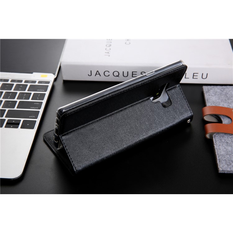 CMAI2 Silk Texture PU Leather Wallet Folio Cover Accessory with Stand for Samsung Galaxy Note9 N960 - Black-16