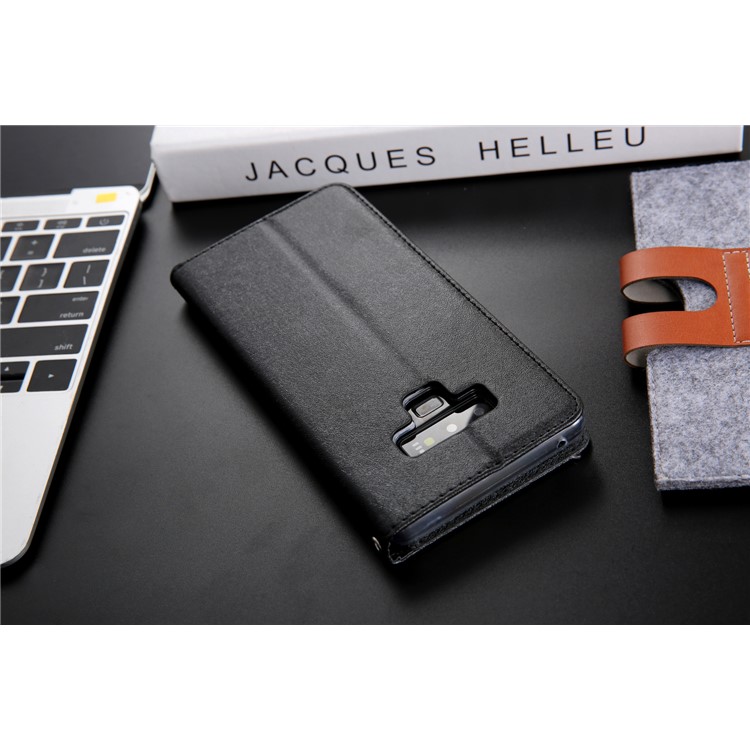 CMAI2 Silk Texture PU Leather Wallet Folio Cover Accessory with Stand for Samsung Galaxy Note9 N960 - Black-18