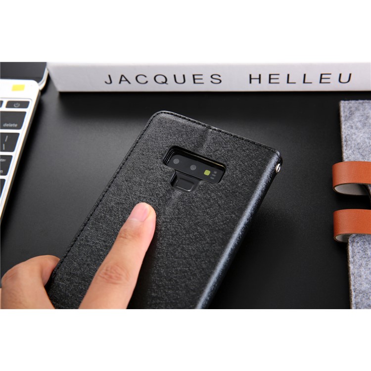 CMAI2 Silk Texture PU Leather Wallet Folio Cover Accessory with Stand for Samsung Galaxy Note9 N960 - Black-19