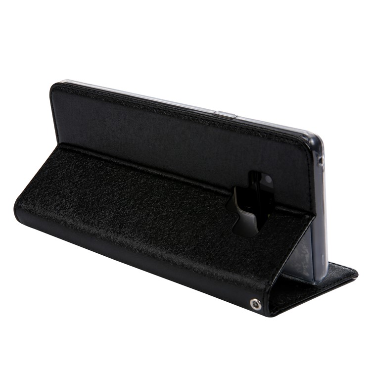 CMAI2 Silk Texture PU Leather Wallet Folio Cover Accessory with Stand for Samsung Galaxy Note9 N960 - Black-7