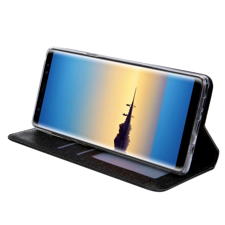 CMAI2 Silk Texture PU Leather Wallet Folio Cover Accessory with Stand for Samsung Galaxy Note9 N960 - Black-8