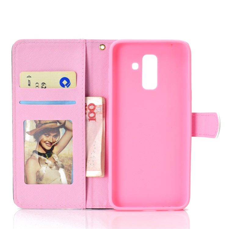 Pattern Printing Cell Phone Leather Wallet Casing for Samsung Galaxy A6+ (2018) / A9 Star Lite - Blue Butterfly-6