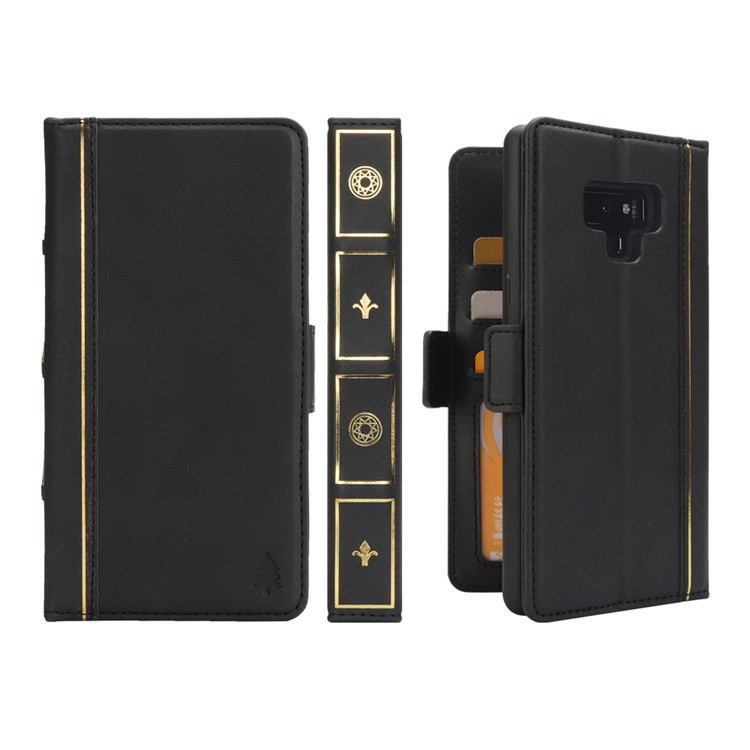 Book Style Removable TPU Back Shell + Leather Wallet Case for Samsung Galaxy Note9 N960 - Black-1
