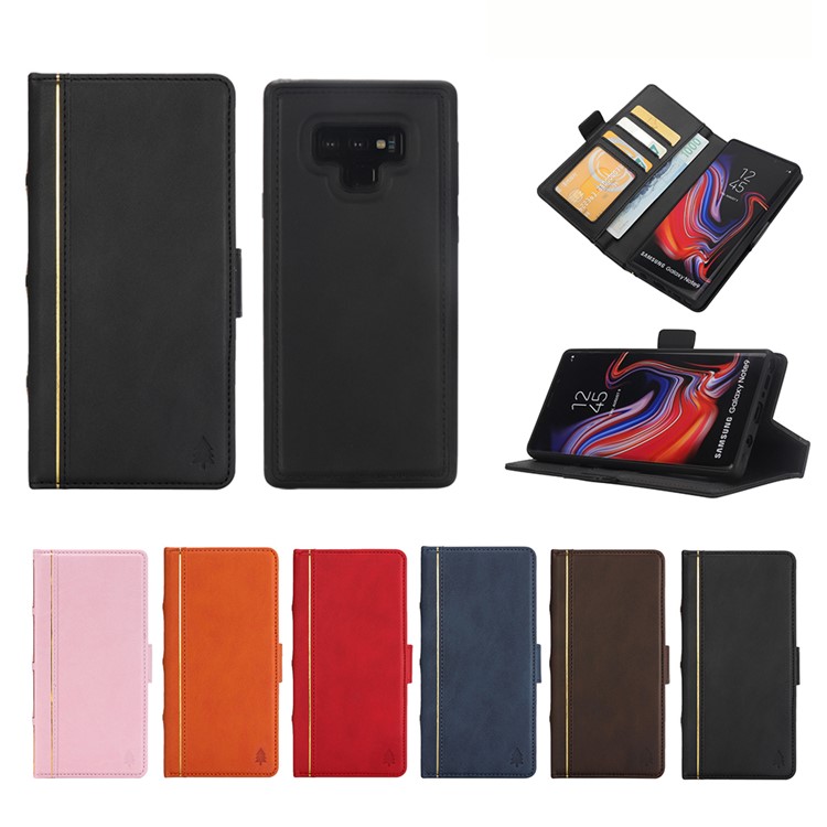 Book Style Removable TPU Back Shell + Leather Wallet Case for Samsung Galaxy Note9 N960 - Black-12