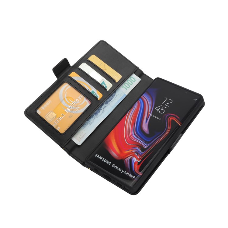 Book Style Removable TPU Back Shell + Leather Wallet Case for Samsung Galaxy Note9 N960 - Black-4
