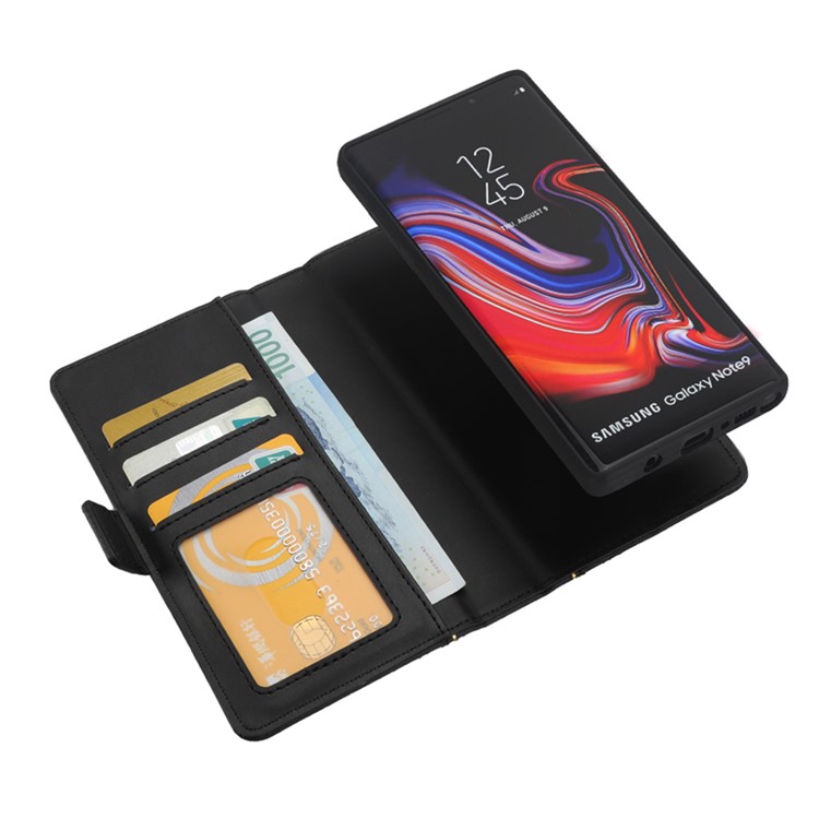 Book Style Removable TPU Back Shell + Leather Wallet Case for Samsung Galaxy Note9 N960 - Black-5