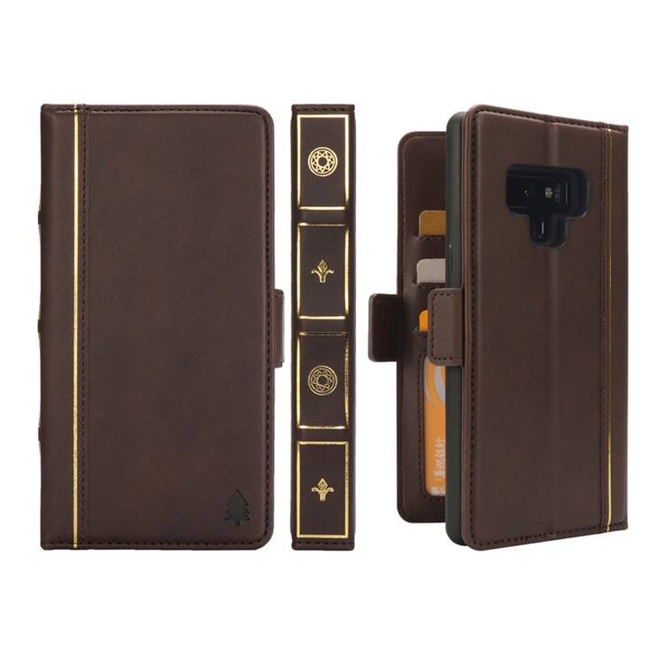 

Book Style Removable TPU Back Shell + Leather Wallet Protective Case for Samsung Galaxy Note9 N960 - Coffee