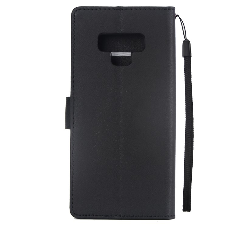 Wallet Flip Leather Stand Mobile Case with Strap for Samsung Galaxy Note9 N960 - Black-3