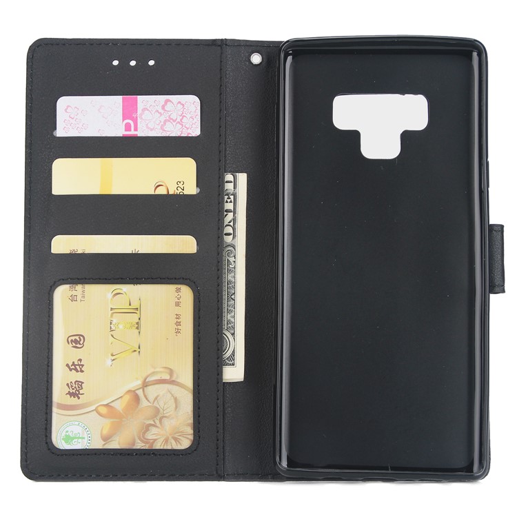 Wallet Flip Leather Stand Mobile Case with Strap for Samsung Galaxy Note9 N960 - Black-4