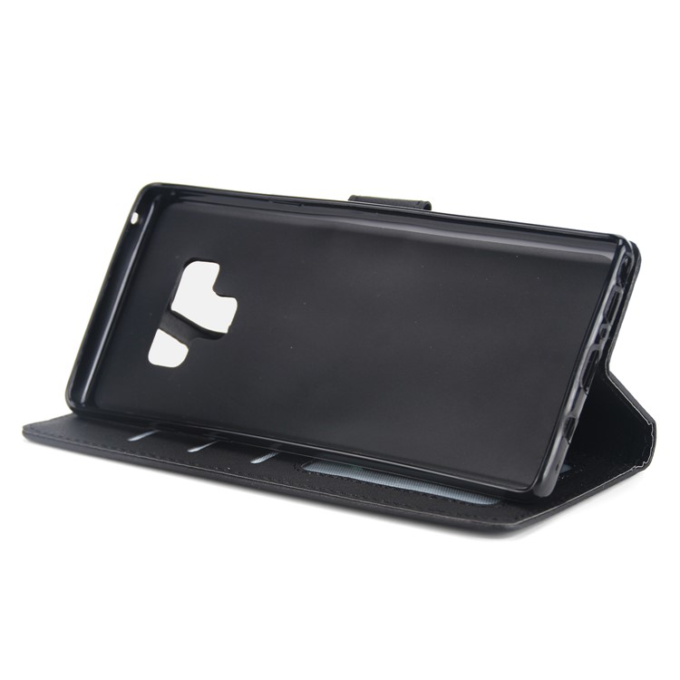 Wallet Flip Leather Stand Mobile Case with Strap for Samsung Galaxy Note9 N960 - Black-5