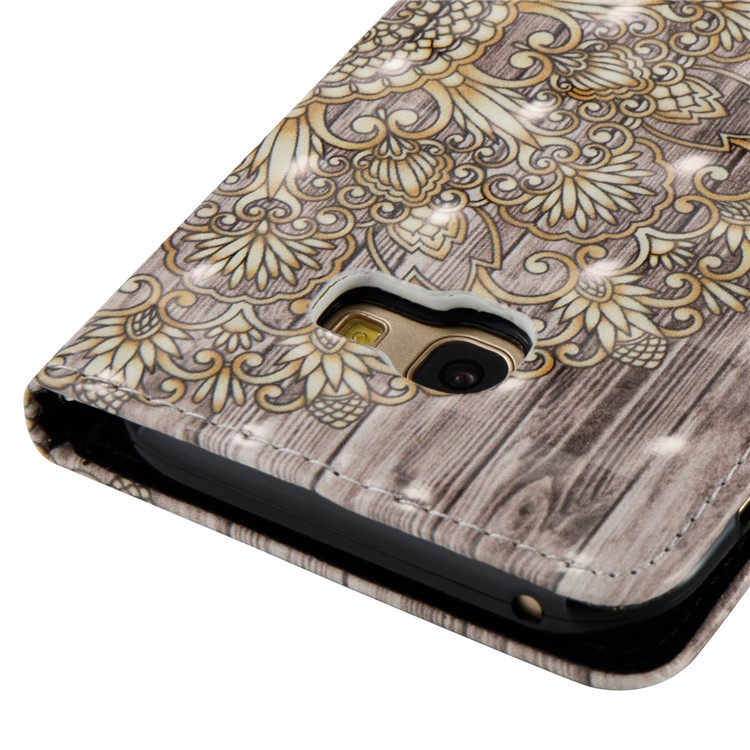 Leather Phone Case for Samsung Galaxy A5 (2017) SM-A520, Pattern Printing | Light Spot Decor | Wallet | Stand - Vintage Flower-5