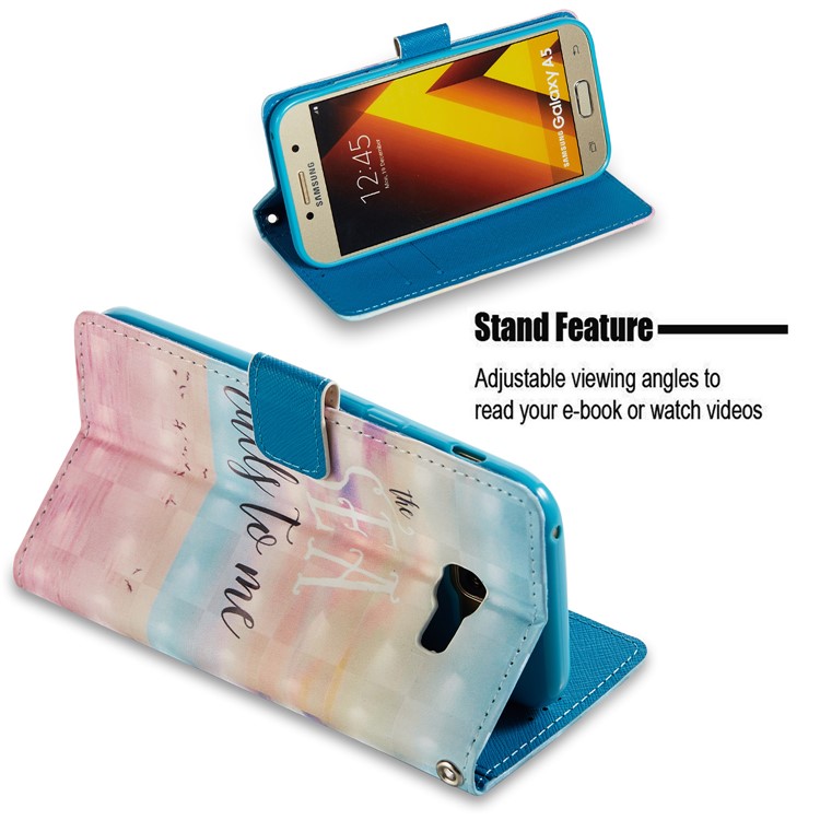 Pattern Printing Light Spot Decor Stand Leather Wallet Mobile Phone Shell for Samsung Galaxy A5 (2017) A520 - Sea-2