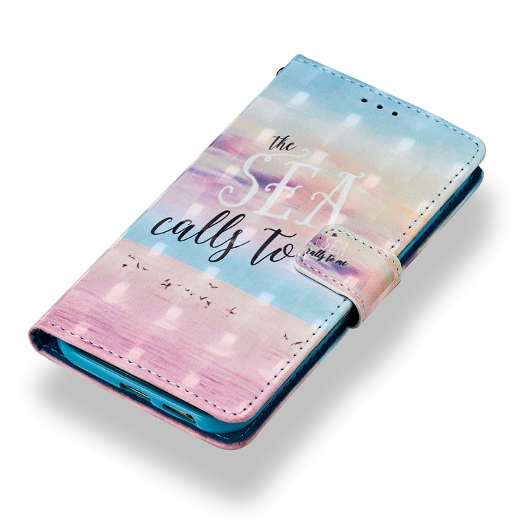Pattern Printing Light Spot Decor Stand Leather Wallet Mobile Phone Shell for Samsung Galaxy A5 (2017) A520 - Sea-3