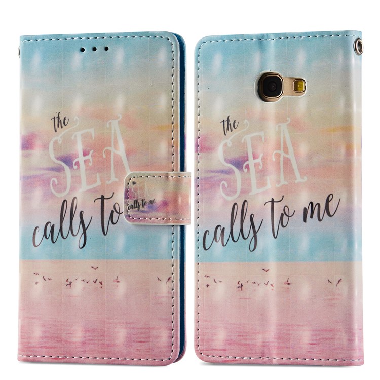 Pattern Printing Light Spot Decor Stand Leather Wallet Mobile Phone Shell for Samsung Galaxy A5 (2017) A520 - Sea-7