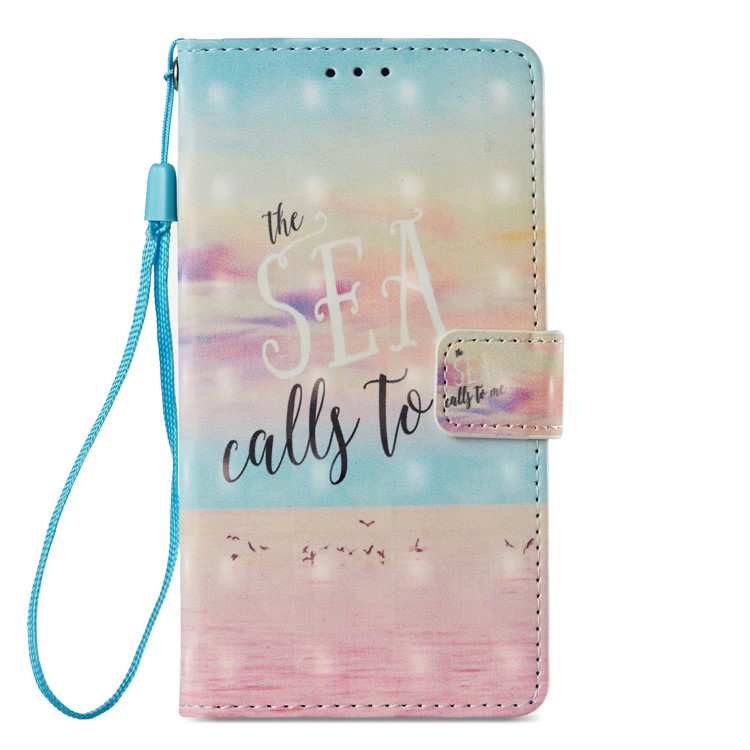 Pattern Printing Light Spot Decor Stand Leather Wallet Mobile Phone Shell for Samsung Galaxy A5 (2017) A520 - Sea-8