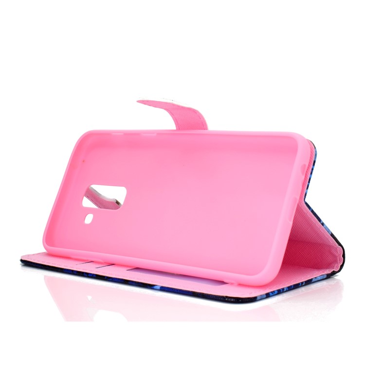 Pattern Printing Wallet Stand Leather Phone Case for Samsung Galaxy J8 (2018) - Blue Butterfly-7
