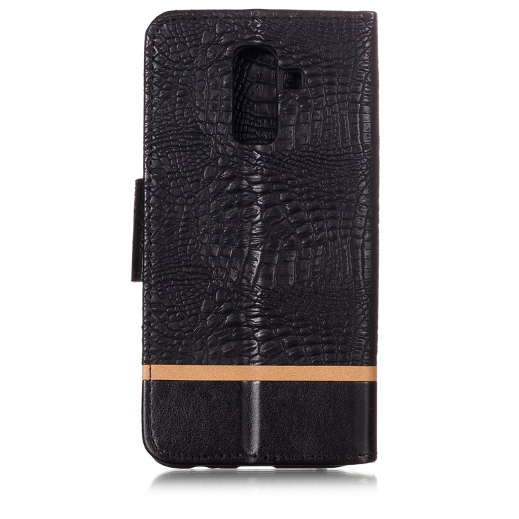 Crocodile Texture Splicing PU Leather Wallet Mobile Case for Samsung Galaxy J8 (2018) - Black-3
