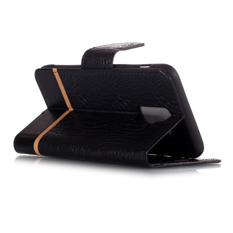 Crocodile Texture Splicing PU Leather Wallet Mobile Case for Samsung Galaxy J8 (2018) - Black-5