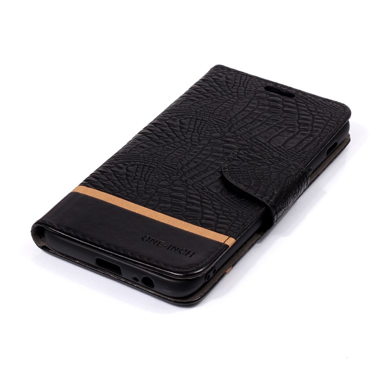 Crocodile Texture Splicing PU Leather Wallet Mobile Case for Samsung Galaxy J8 (2018) - Black-8