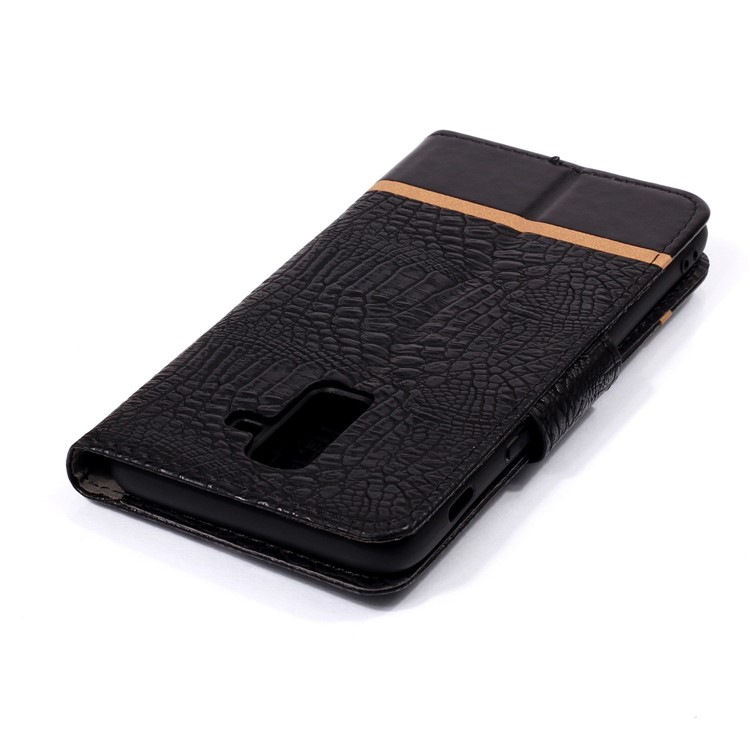 Crocodile Texture Splicing PU Leather Wallet Mobile Case for Samsung Galaxy J8 (2018) - Black-9