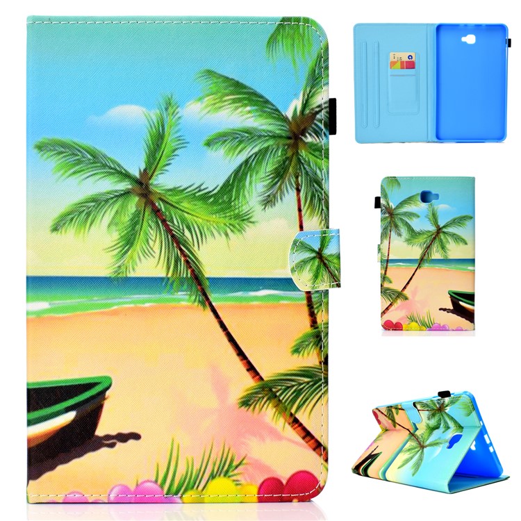 

Pattern Printing Card Holder Leather Case with Stand for Samsung Galaxy Tab A 10.1 (2016) T580 - Seaside, Galaxy Tab A 10.1 (2016)