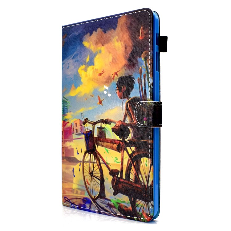 Pattern Printing Card Holder Stand Leather Cover for Samsung Galaxy Tab A 10.1 (2016) T580 - Boy and Bicycle-3