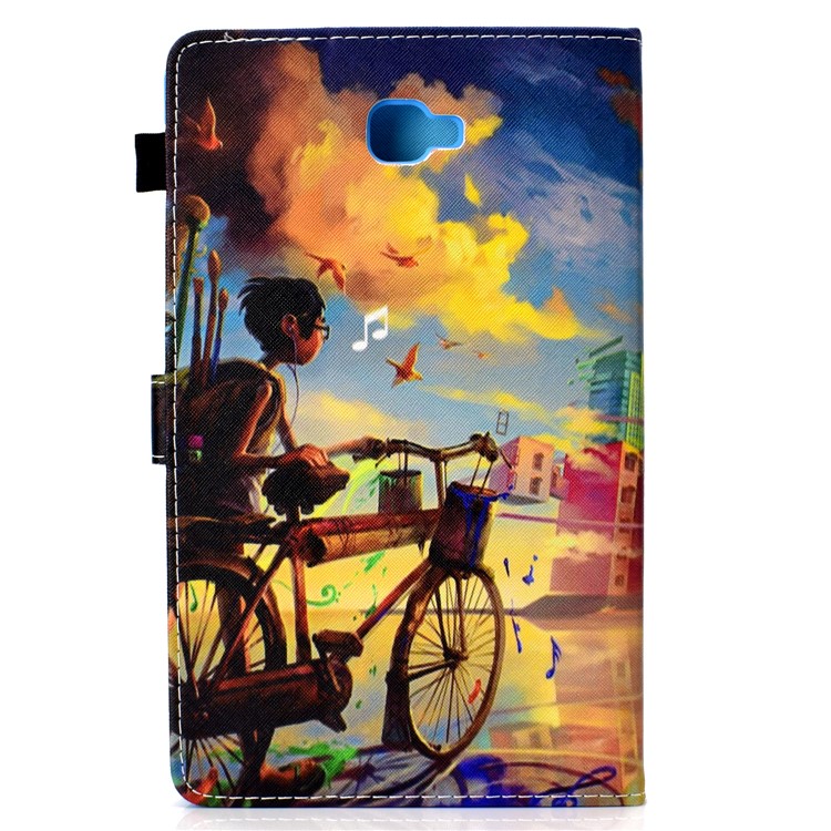 Pattern Printing Card Holder Stand Leather Cover for Samsung Galaxy Tab A 10.1 (2016) T580 - Boy and Bicycle-4
