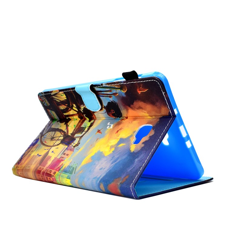 Pattern Printing Card Holder Stand Leather Cover for Samsung Galaxy Tab A 10.1 (2016) T580 - Boy and Bicycle-5