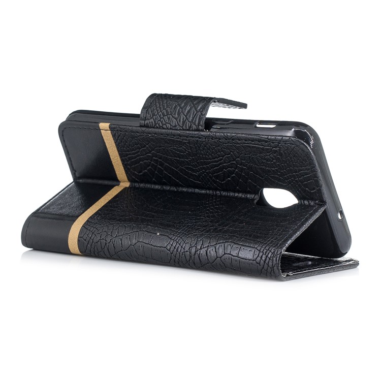 Crocodile Texture Splicing PU Leather Wallet Case for Samsung Galaxy J3 (2018) J337 / J3 Star - Black-4