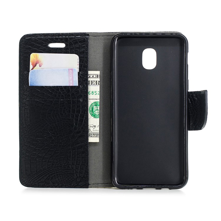 Crocodile Texture Splicing PU Leather Wallet Case for Samsung Galaxy J3 (2018) J337 / J3 Star - Black-8