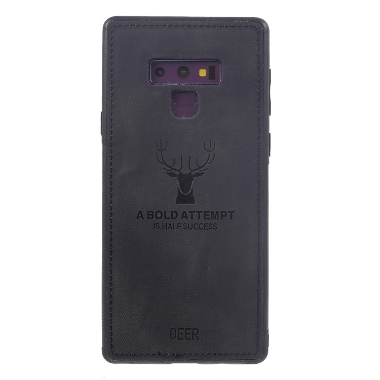 Cloth Texture Hybrid Case for Samsung Galaxy Note9 N960 Imprinted Deer Leather PC TPU Cell Phone Case - Black-2