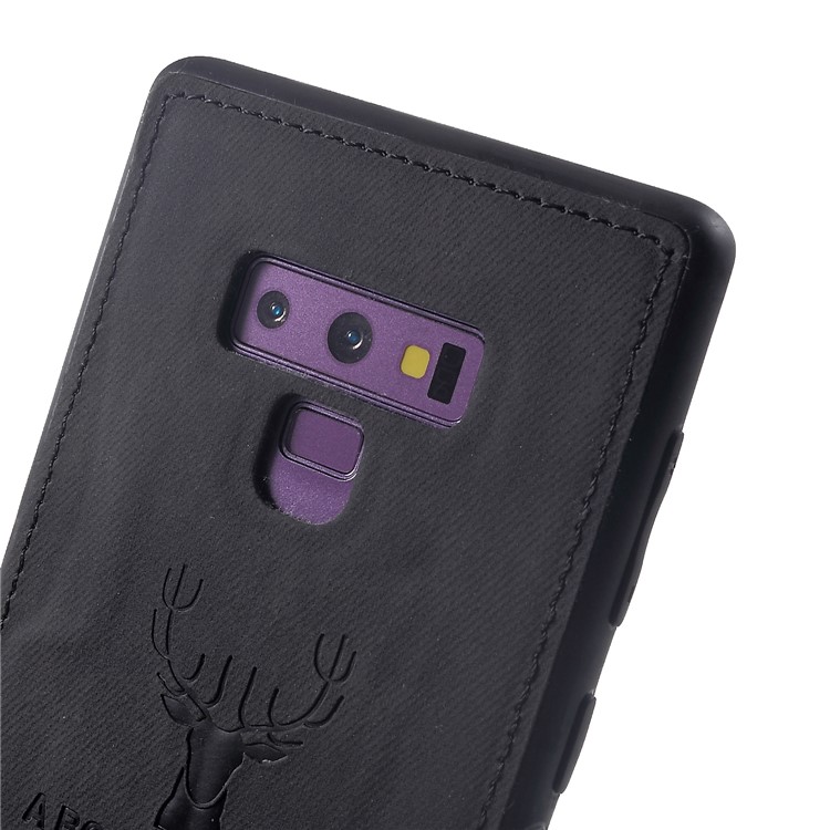 Cloth Texture Hybrid Case for Samsung Galaxy Note9 N960 Imprinted Deer Leather PC TPU Cell Phone Case - Black-4