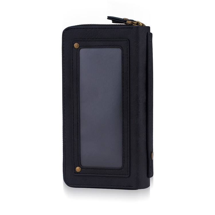 Retro Double Zipper Split Leather Wallet with Detachable TPU Cover for Samsung Galaxy Note9 N960 - Black-23
