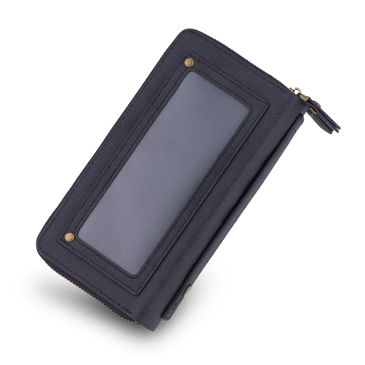 Retro Double Zipper Split Leather Wallet with Detachable TPU Cover for Samsung Galaxy Note9 N960 - Black-24