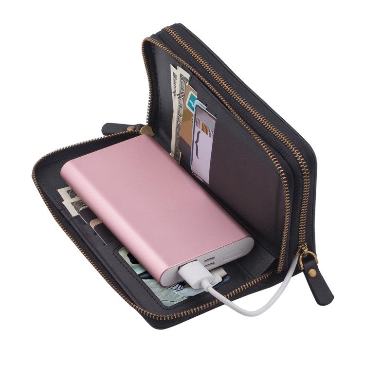 Retro Double Zipper Split Leather Wallet with Detachable TPU Cover for Samsung Galaxy Note9 N960 - Black-34