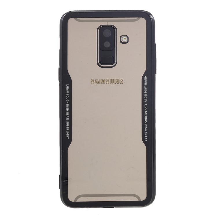 Silicone Edge + Clear Acrylic Back Hybrid Shell Case for Samsung Galaxy A6+ (2018) / A9 Star Lite - All Black-2